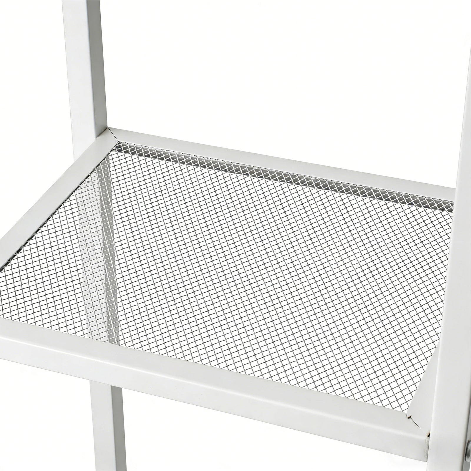 4-tier Freestanding Metal Ladder Shelf With Mesh Shelves | White