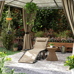 Folding Sun Lounger With 5-level Reclining Back, Side Table | Beige