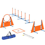 PawHut 7-piece Dog Agility Equipment, Obstacle Training Course Kit, Orange