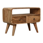 Solid Wood Mini Curved Oak-ish Media Unit