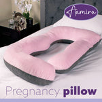 J Shaped Pregnancy Pillow, 140x70x20cm Shredded Memory Foam Full Body Maternity Cushion For Sleeping | J Shape | Pink