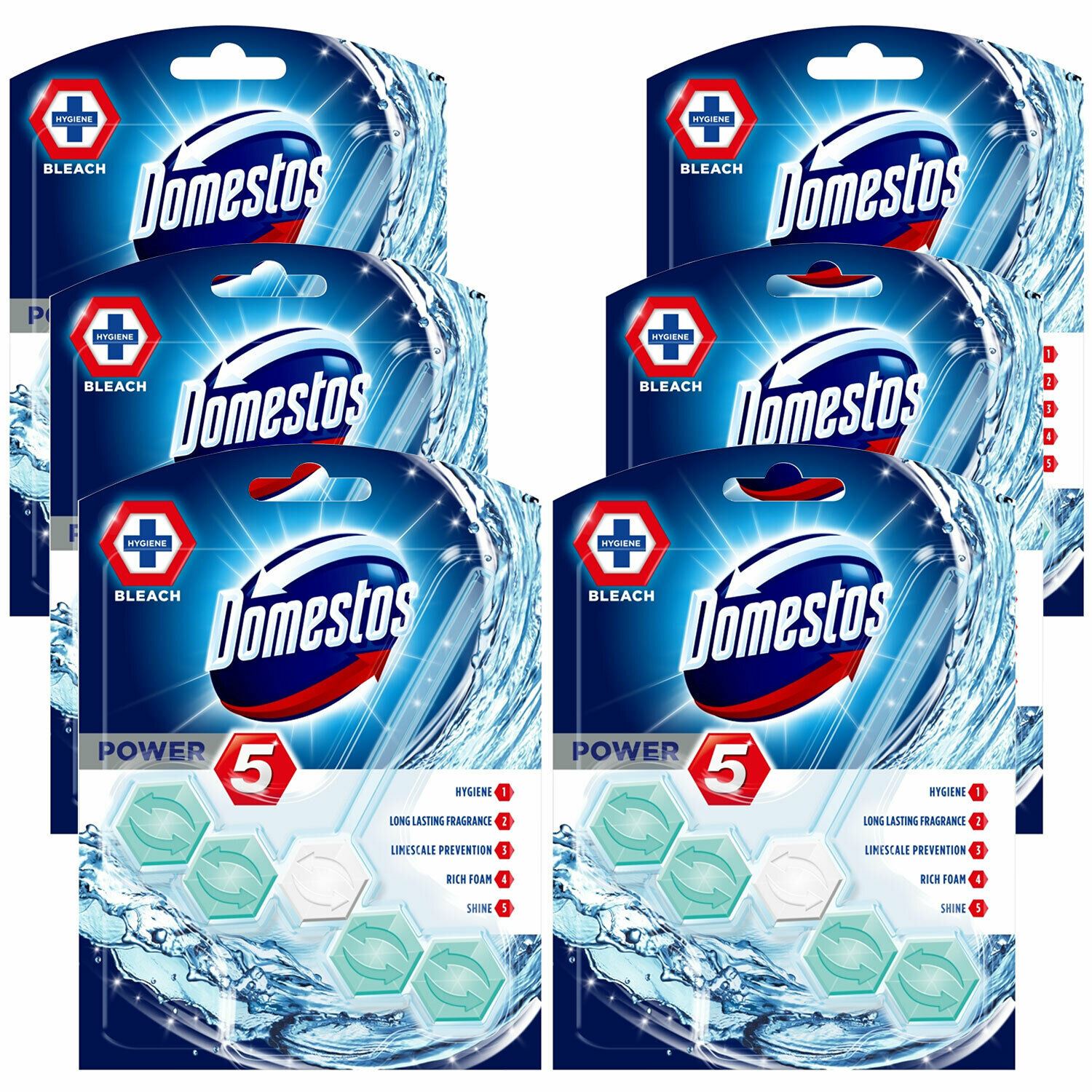Power 5 Chlorine Toilet Rim Block With Long Lasting Fragrance 55g, 6pk