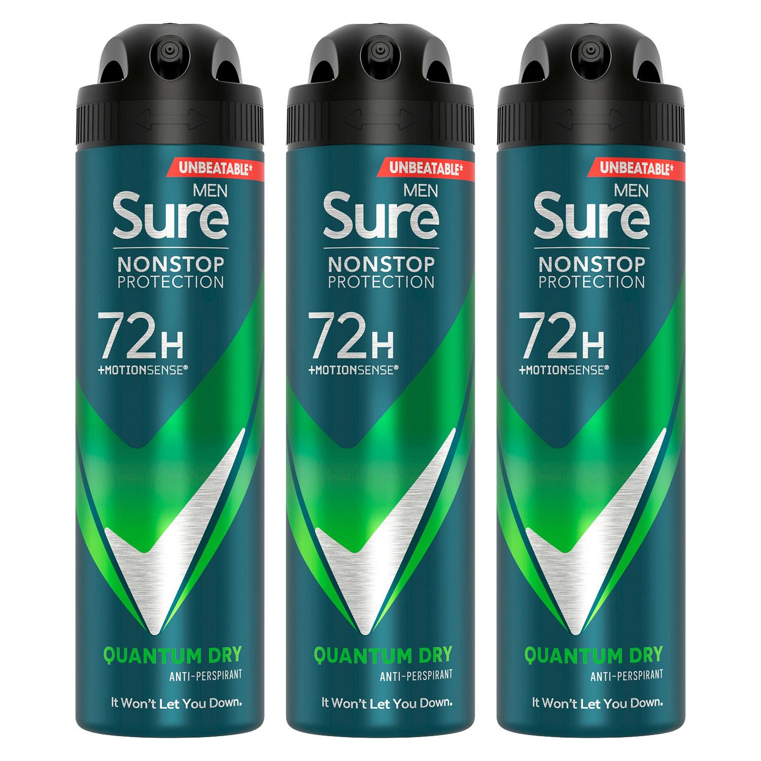 Men Nonstop Protection 72h Anti-perspirant Deodorant Quantum Dry 150ml, 3pk | 3