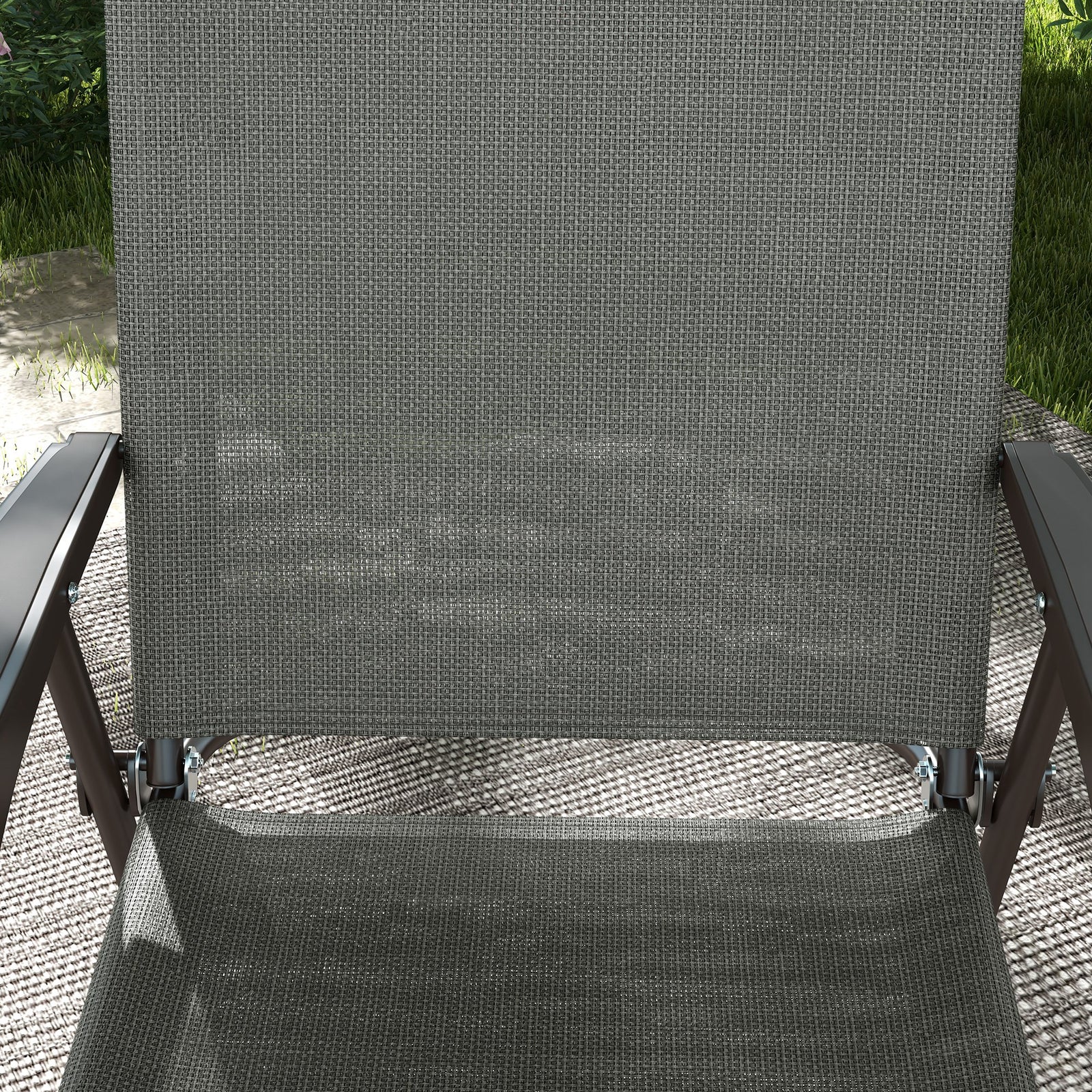 2pcs Folding Chair With Armrest, Breathable Mesh Fabric Seat | Dark Gray