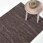 Denver Leather Woven Rug | 120cm x 180cm | Brown