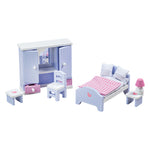 Wooden Dolls House Bedroom Furniture Set, Includes 6 Pieces