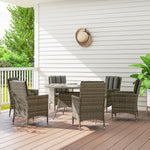 7-piece Pe Rattan Set, Outdoor Dining With Cushions