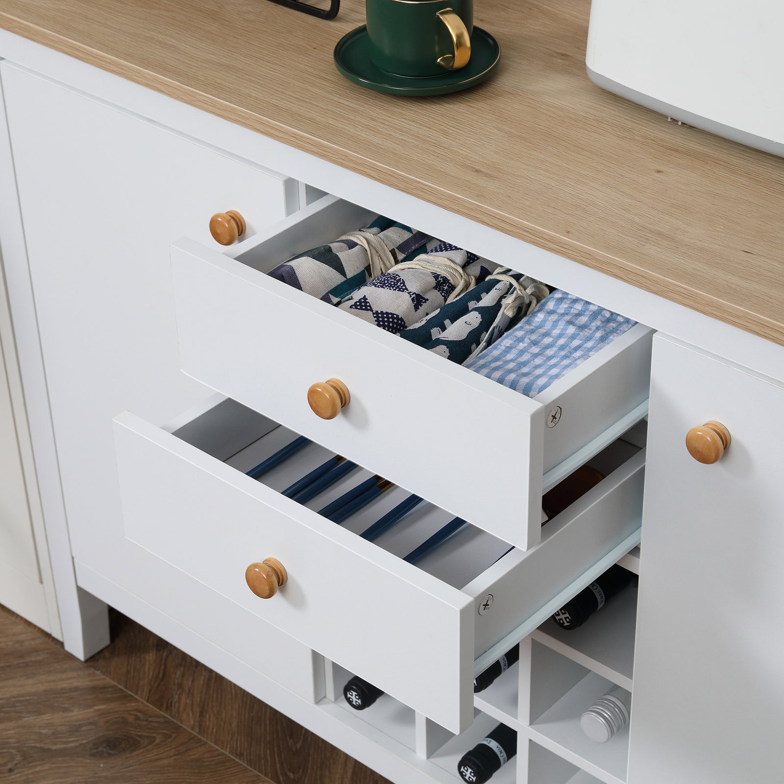Sideborad With Wine Rack, Buffet Cabinet For Living Room