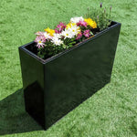 Long Zinc Galvanised Tall Trough Planter | 80cm x 25cm x 60cm | Glossy Black