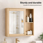 Bathroom Mirror Cabinet Wall Mounted Cupboard With Storage Shelf | Oak