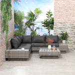 4pcs Rattan Sofa Set Garden Furniture Set W/ Armrest Cushion | Light Slate Gray