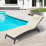 Garden Sun Lounger Chair Cushion Reclining Relaxer Outdoor | Cream