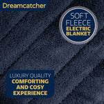 Deluxe Electric Throw Heated Double Over Blanket Soft Fleece  9 Heat & 12 Timer Settings | L | Navy Blue