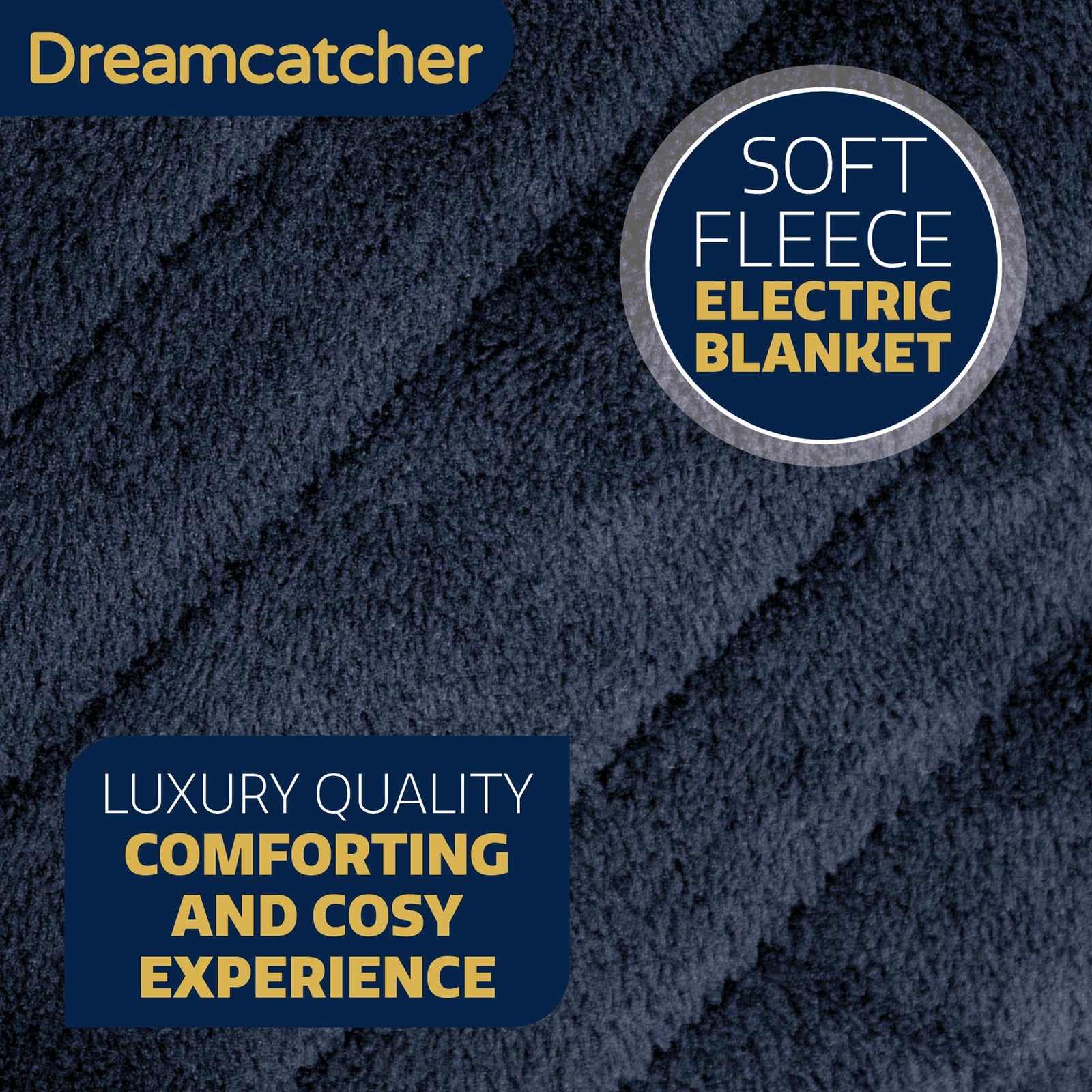 Deluxe Electric Throw Heated Double Over Blanket Soft Fleece  9 Heat & 12 Timer Settings | L | Navy Blue