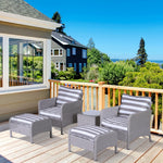 5 Pieces Outdoor Patio Furniture Set Wicker Conversation Set | Charcoal Gray