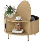 Coffee Table With Lift Top Sliding Door 80 Cm | Natural
