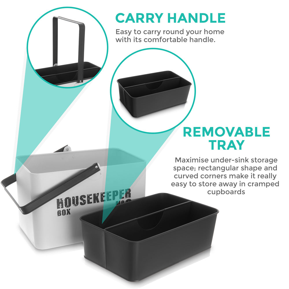 Livivo Metal Housekeeping Cleaning Caddy With Removable Organiser Tray