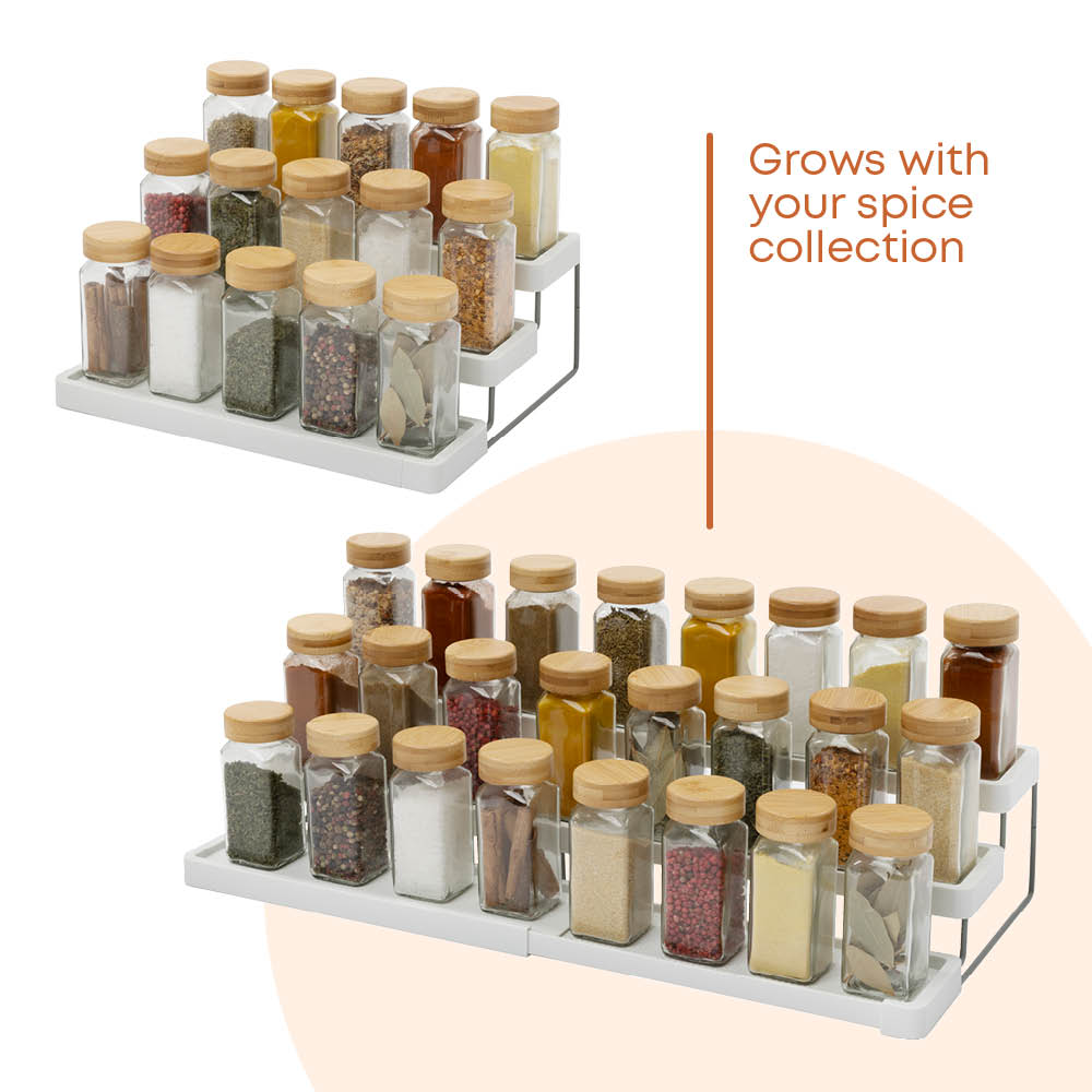 Fineway Expandable 3 Tier Spice Rack Organiser Kitchen Cupboard Storage