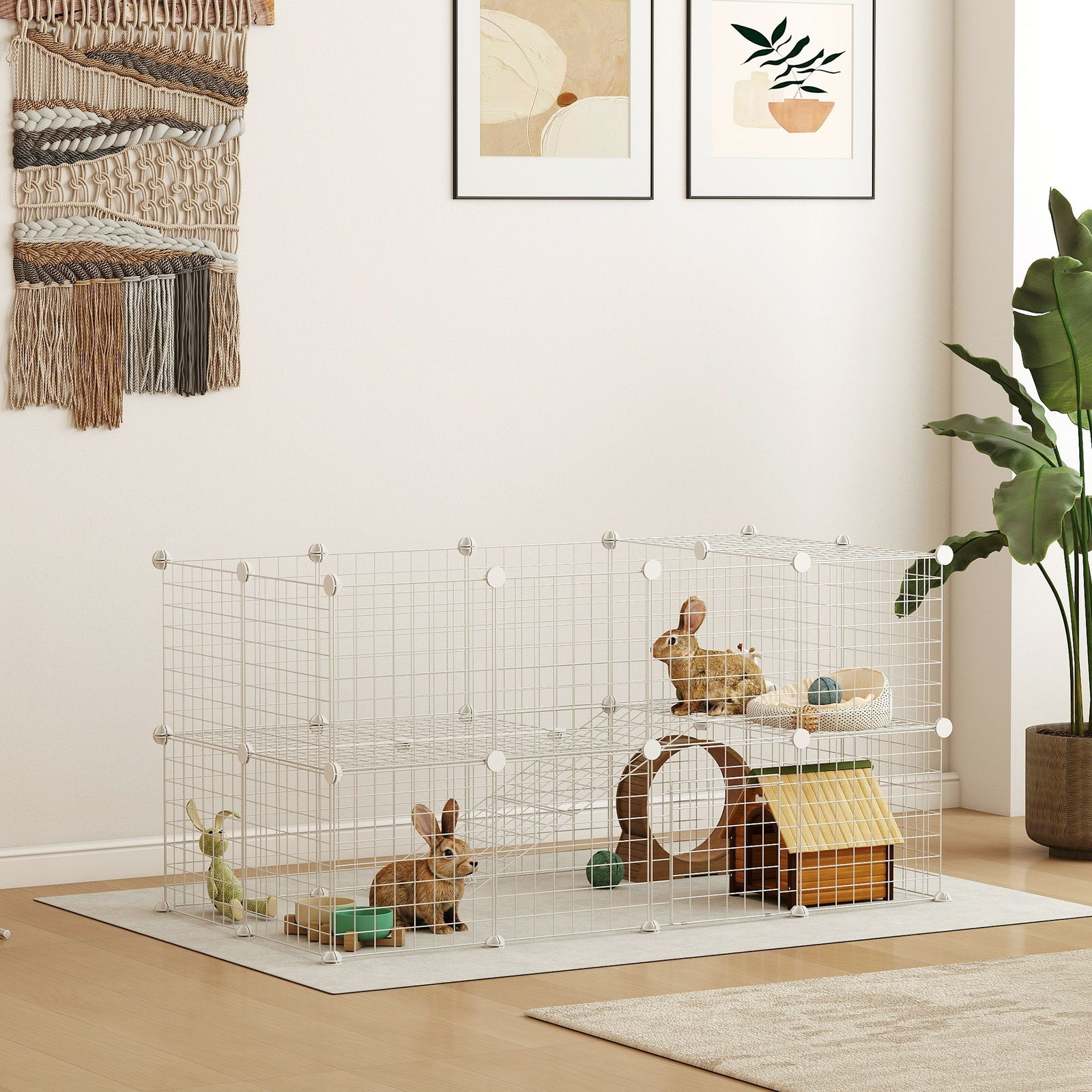 Diy Pet Playpen 36 Panel For Rabbit Chinchilla Hedgehog, White | White