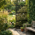 Metal Outdoor Privacy Screen 90cm X 180cm - Maze | 180cm x 90cm | Black