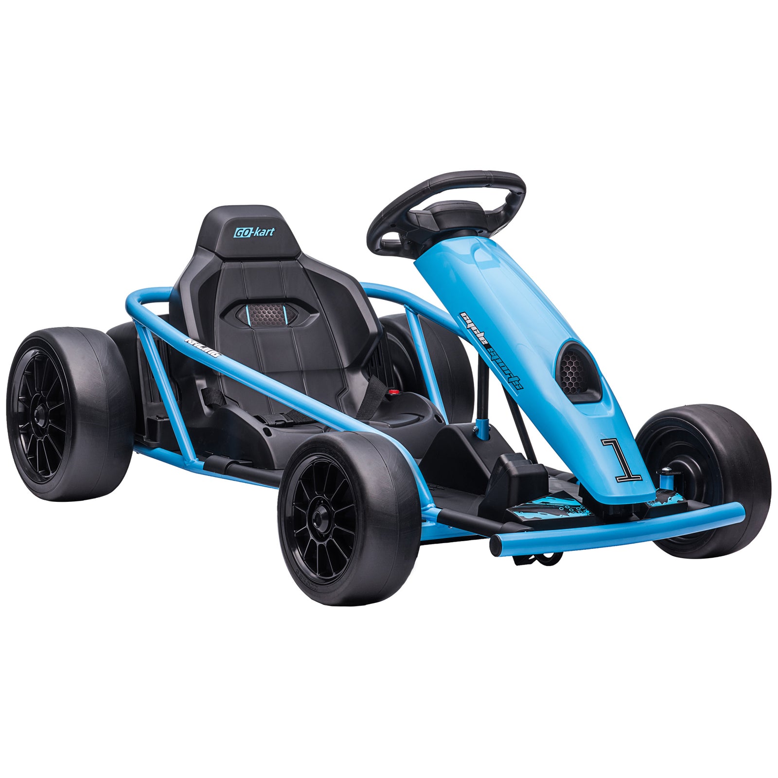 24v Electric Go Kart For Kids With Music, Horn Honking, Slow Start | Blue