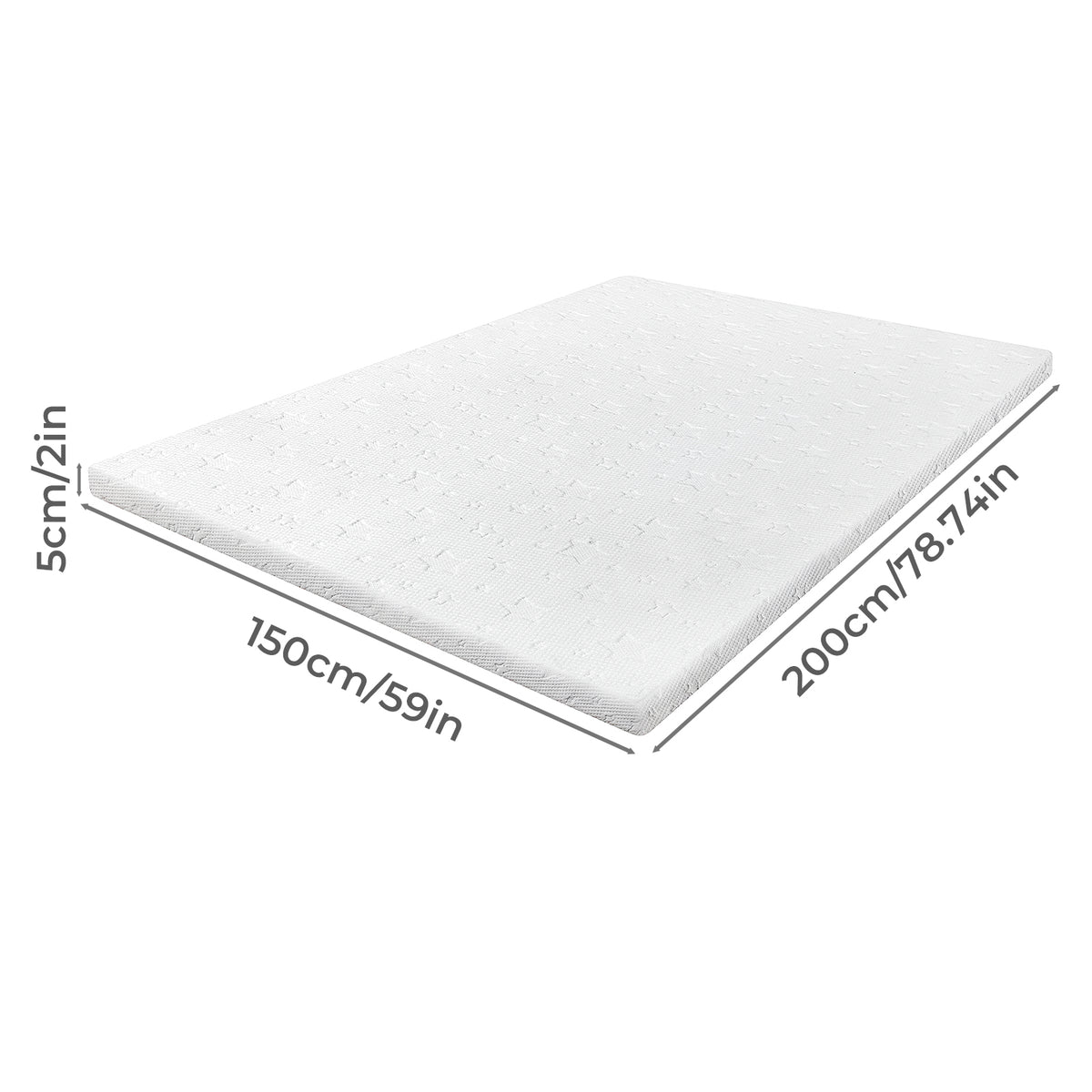 Mattress Topper Memory Foam Bamboo Charcoal Washable Cover | King | White