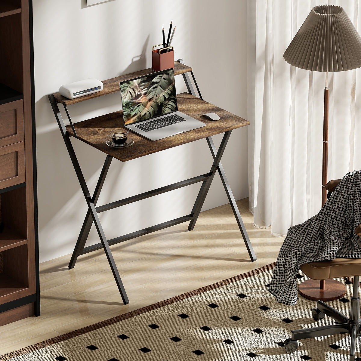 81.5 Cm Folding Computer Desk For Small Spaces Bedroom | Brown