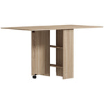 Mobile Drop Leaf Dining Table Folding Desk W/wheels  Shelves | Natura