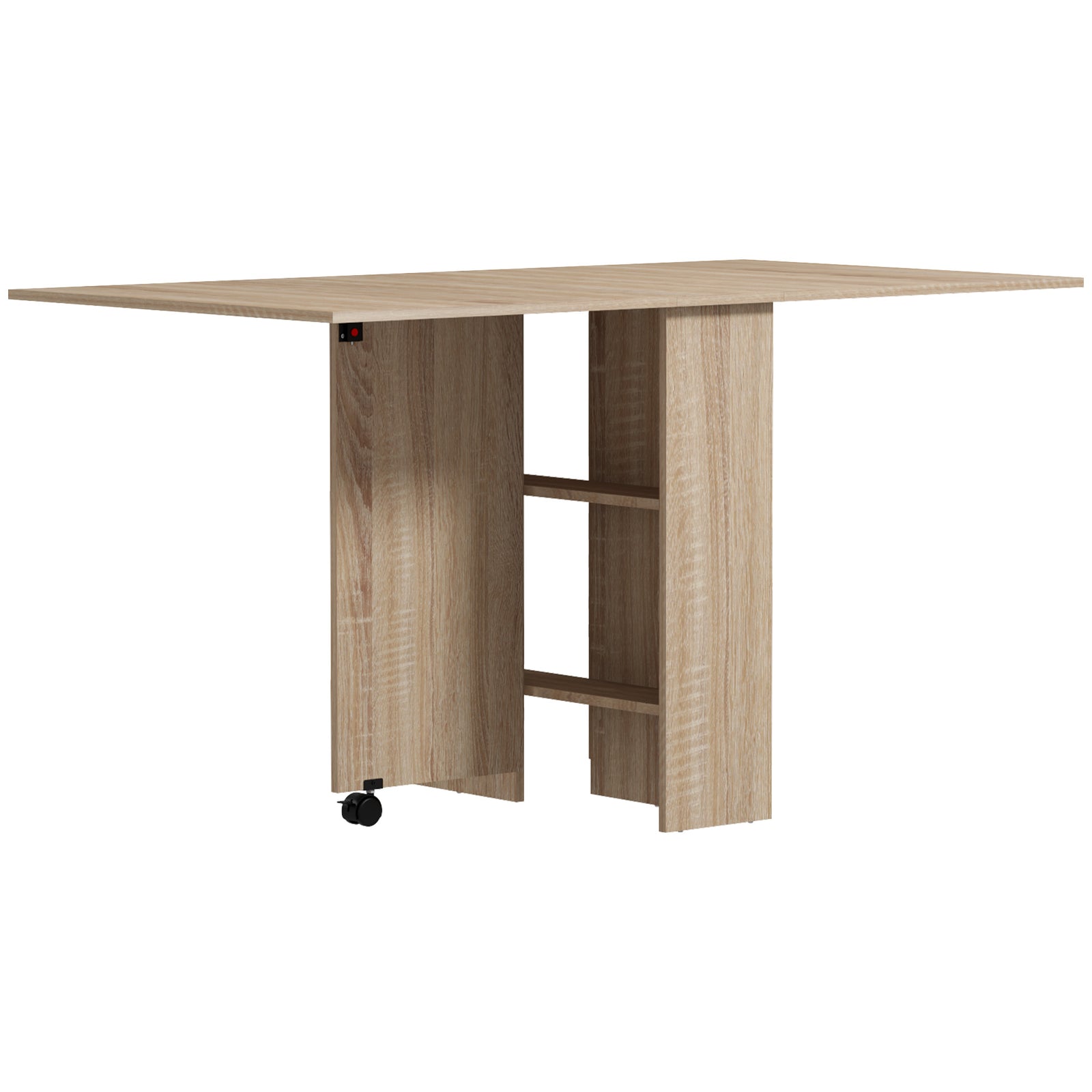 Mobile Drop Leaf Dining Table Folding Desk W/wheels  Shelves | Natura