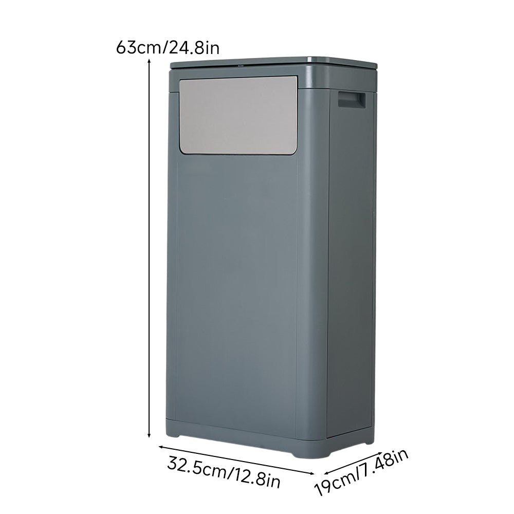 25l/32l Plastic Rubbish Bin With Top And Side Opening | Small | Grey