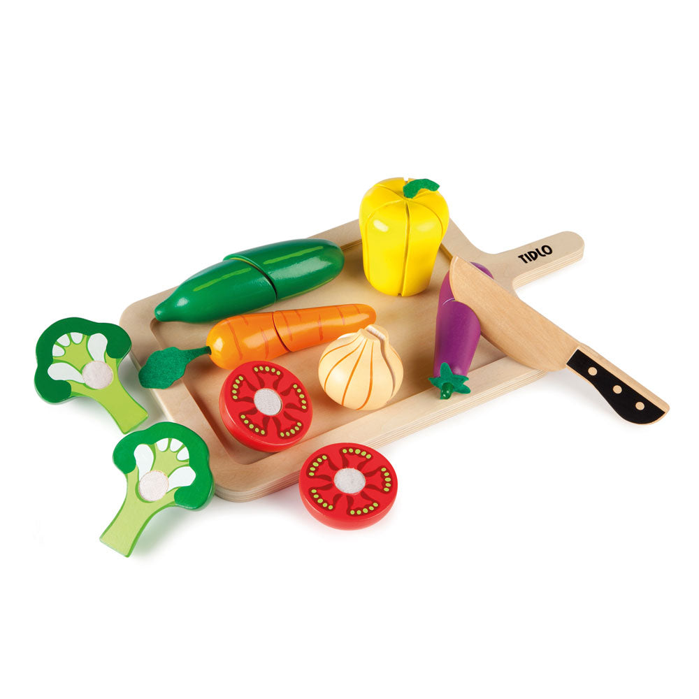 Wooden Cutting Vegetables Set - 9 Play Pieces
