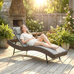 Rattan Sun Lounger With 5 Position Back, Texteline Seat | Brown