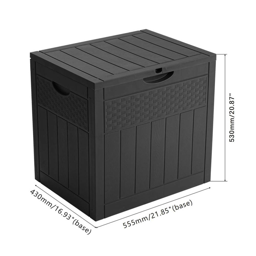 126l Waterproof Plastic Storage Box With Padlock – Rattan Texture Lockable Outdoor & Indoor Storage Container | Black