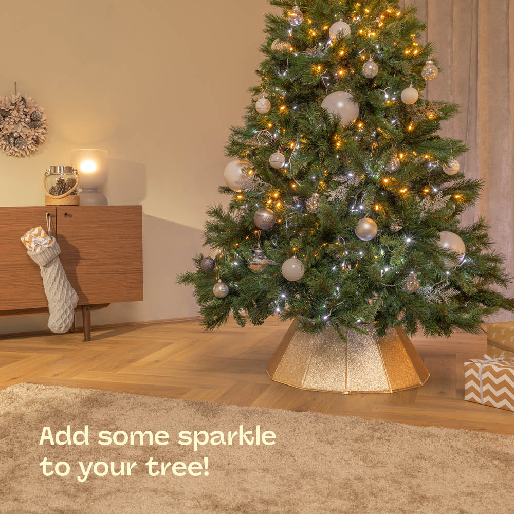Diamond Glossy Christmas Tree Skirt - Gold