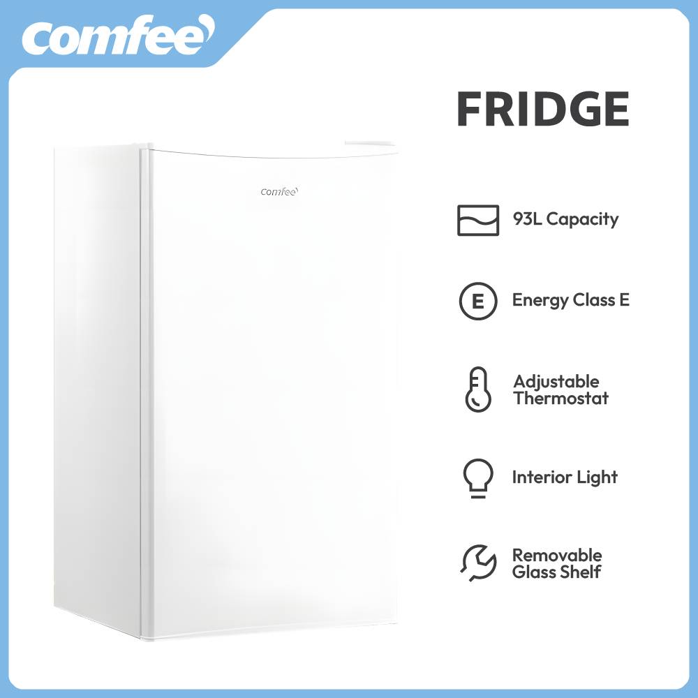 93l Compact Multi-layer Fridge With Cooler Box, 3 Removable Glass Shelves & Reversible Door | White