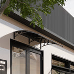 1-2m W x 1m D Curved Outdoor Door Window Awning Canopy | Medium | Dark Grey