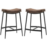 Upholstered Barstools Curved Seat Set Of 2 | Brown
