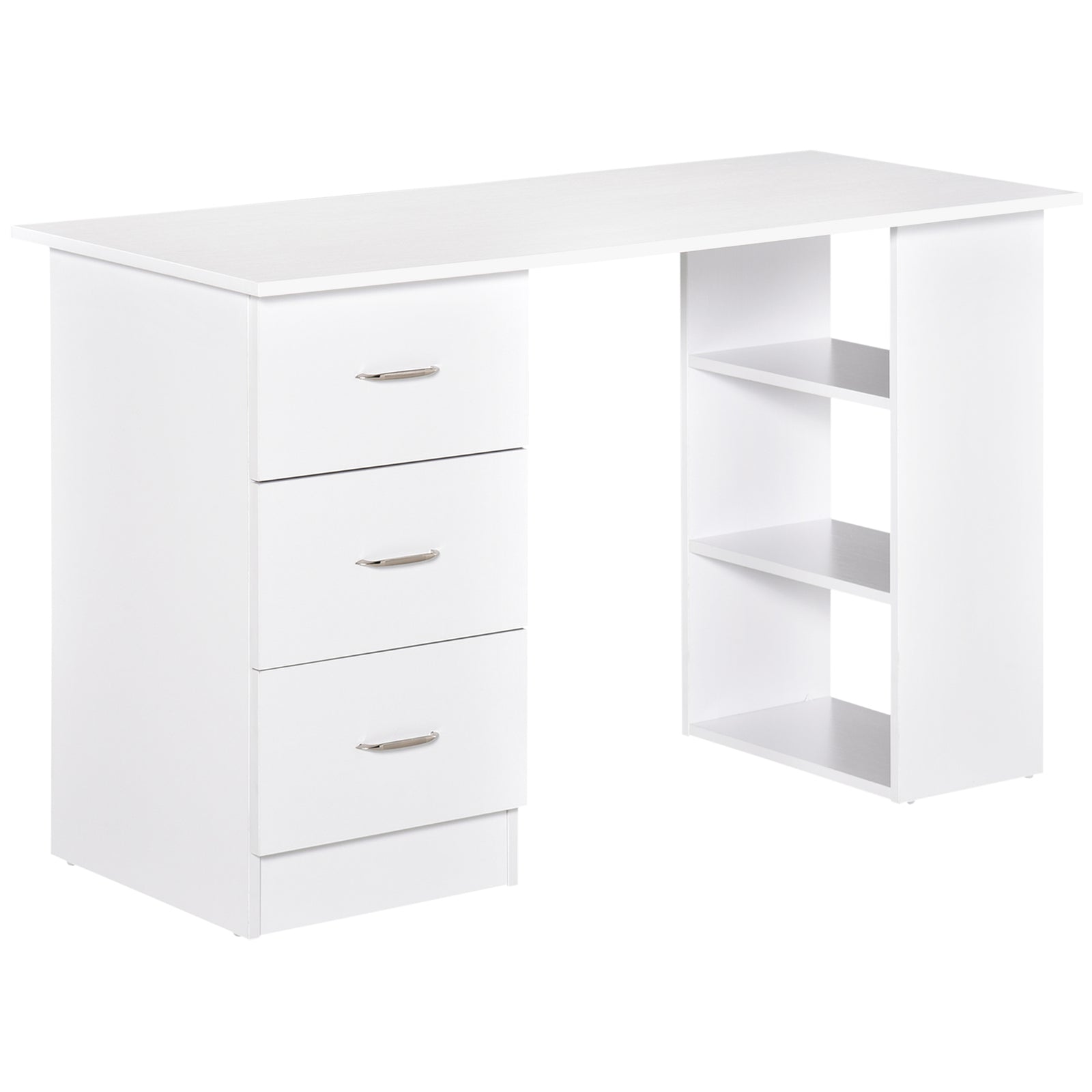 120cm Computer Desk Pc Table Workstation W/ 3 Shelf & Drawer | White