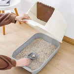 Large Hooded Top Entry Cat Litter Box With Scoop | Grey