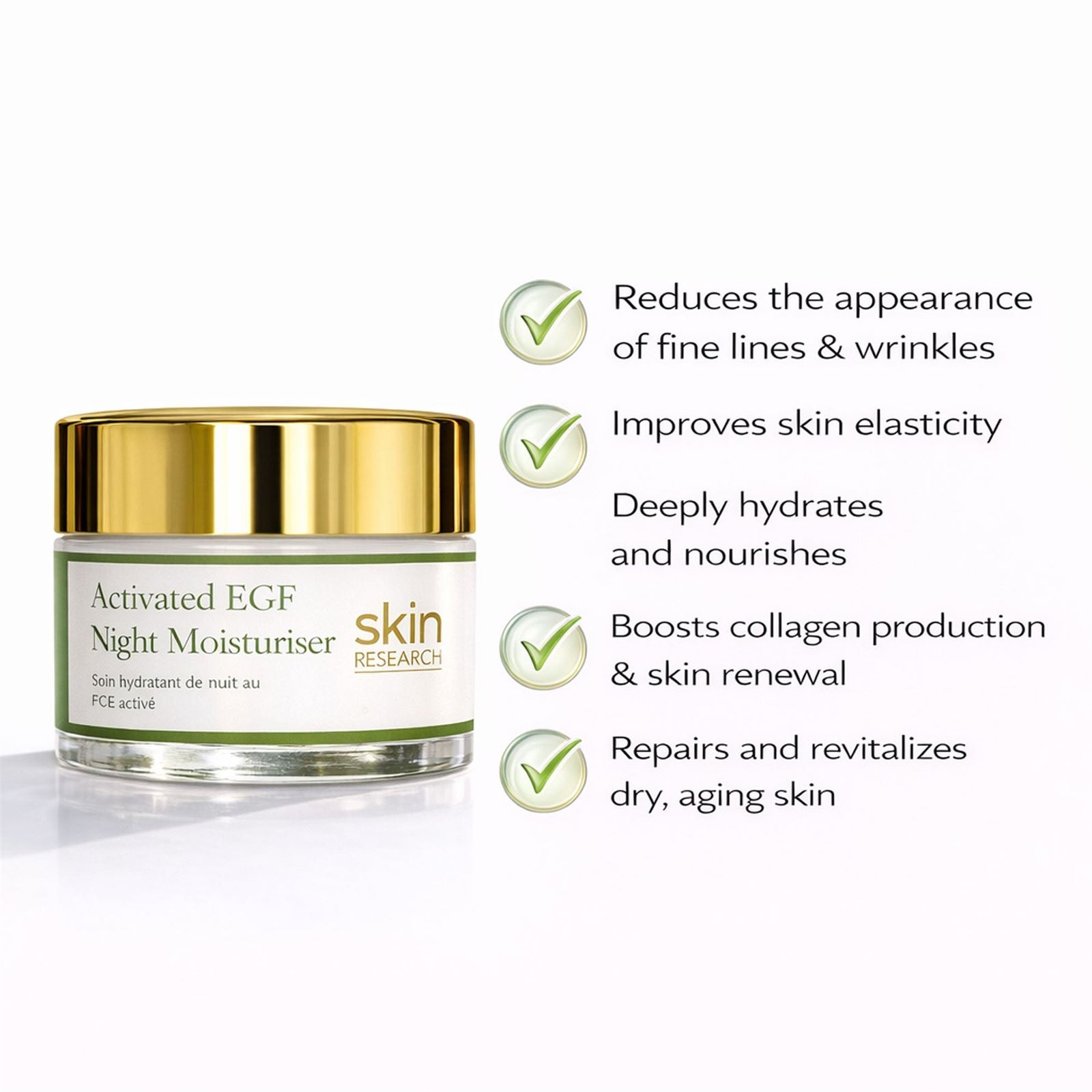 Anti-ageing Activated Egf Night Moisturiser 50ml For Skin Texture And Fine Lines