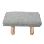 Linen Upholstered Footstool With Wooden Legs | Grey