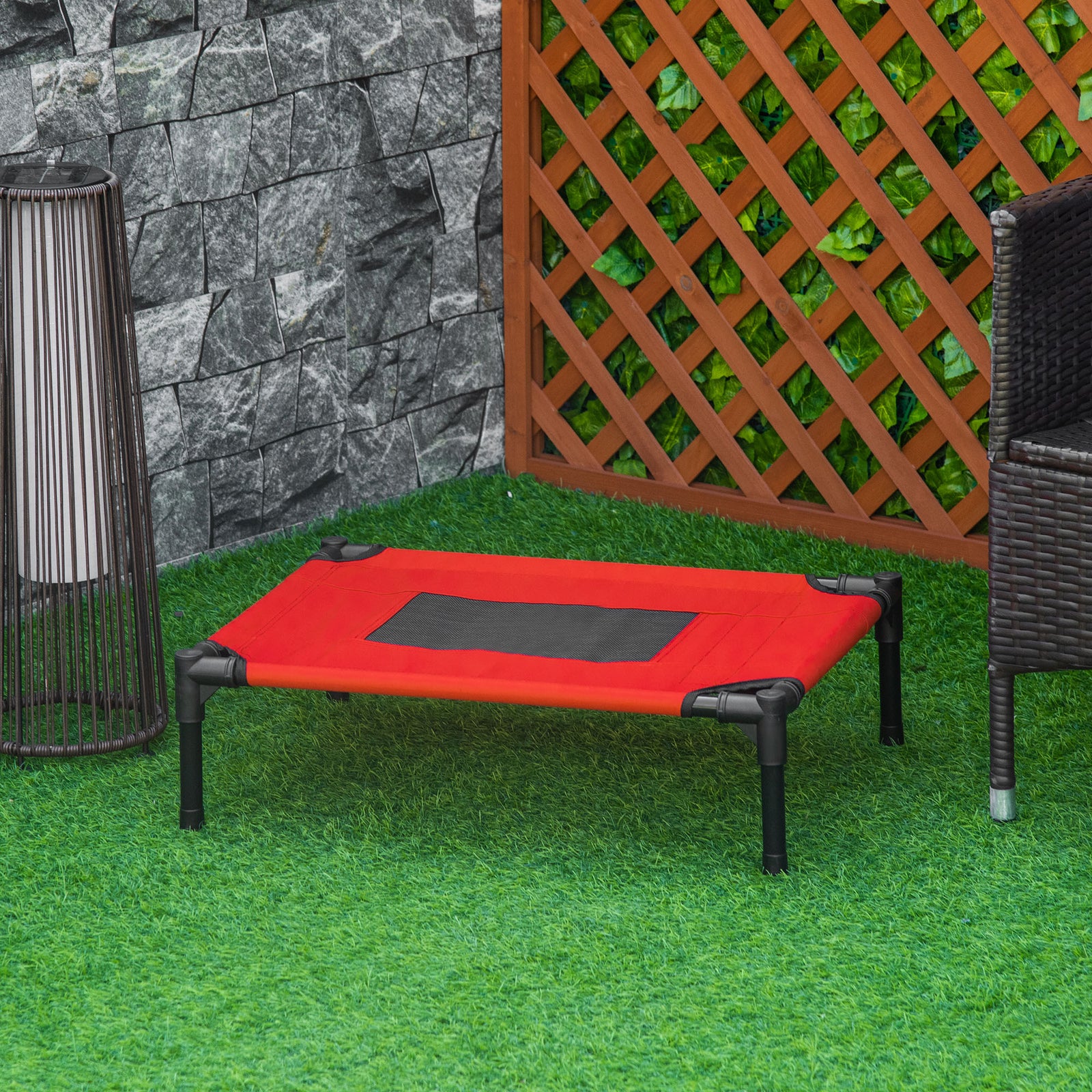 Pawhut Elevated Pet Bed Dog Cool Cot Sleep Indoor Outdoor Portable Basket Red