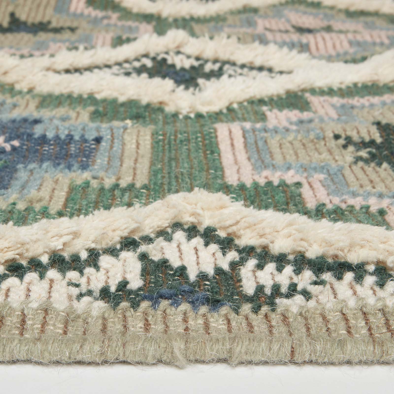 Matala Green & Blue Kilim Wool Rug | 120cm x 180cm | Light Green