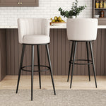 2 Pcs Premium Linen Upholstered Bar Stool | Beige