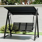 3 Seater Swing Chair, Garden Swing Bench With Adjustable Canopy | Grey