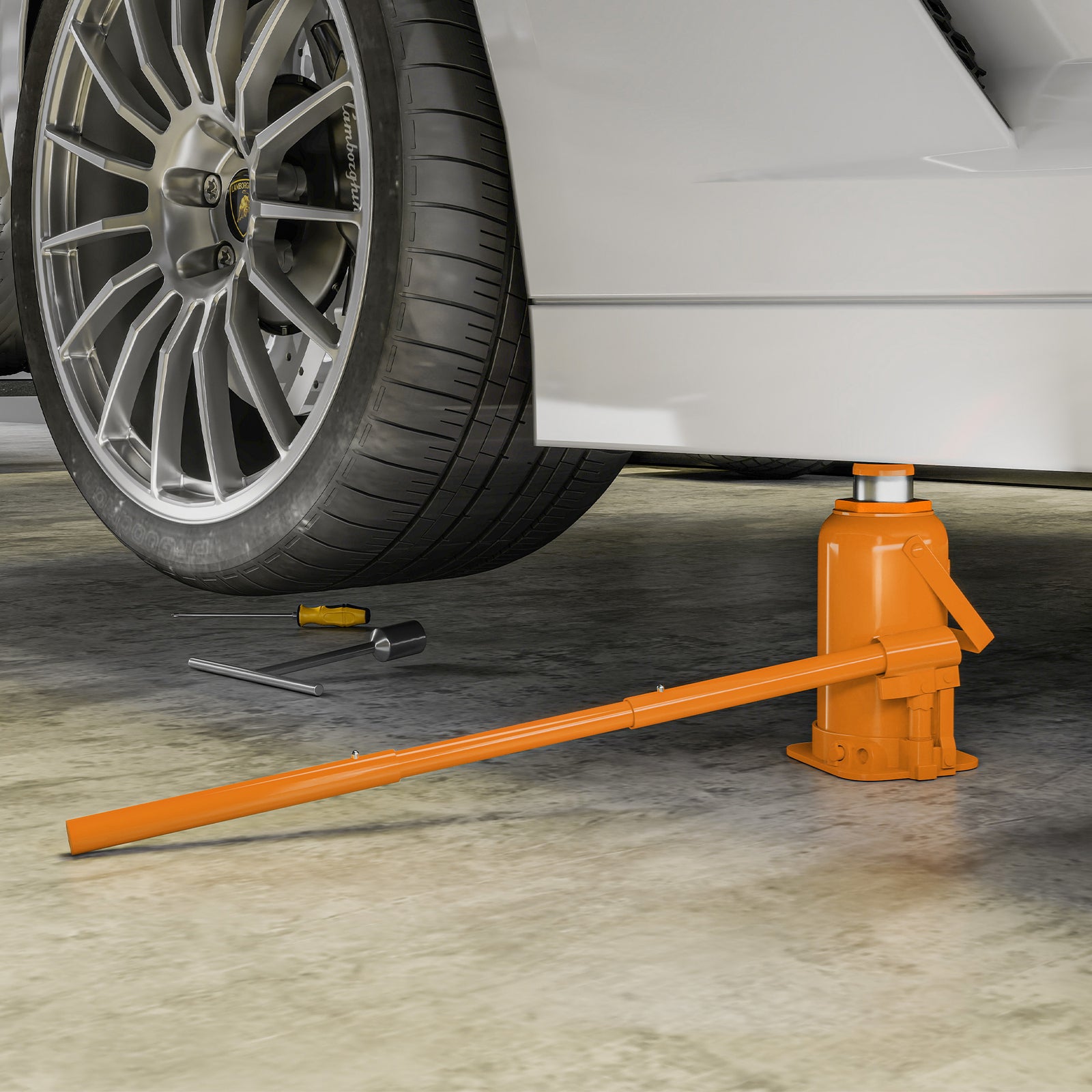 HOMCOM 12 Tonne Hydraulic Bottle Jack, 19-37 Cm Car Jack Lift, Orange