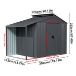 Breeins Outdoor Galvanized Steel Storage Shed With Lean-to