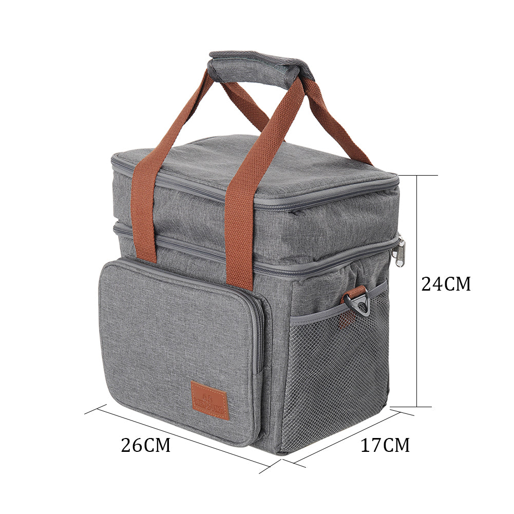Double Deck Leakproof Insulated Lunch Tote | Grey