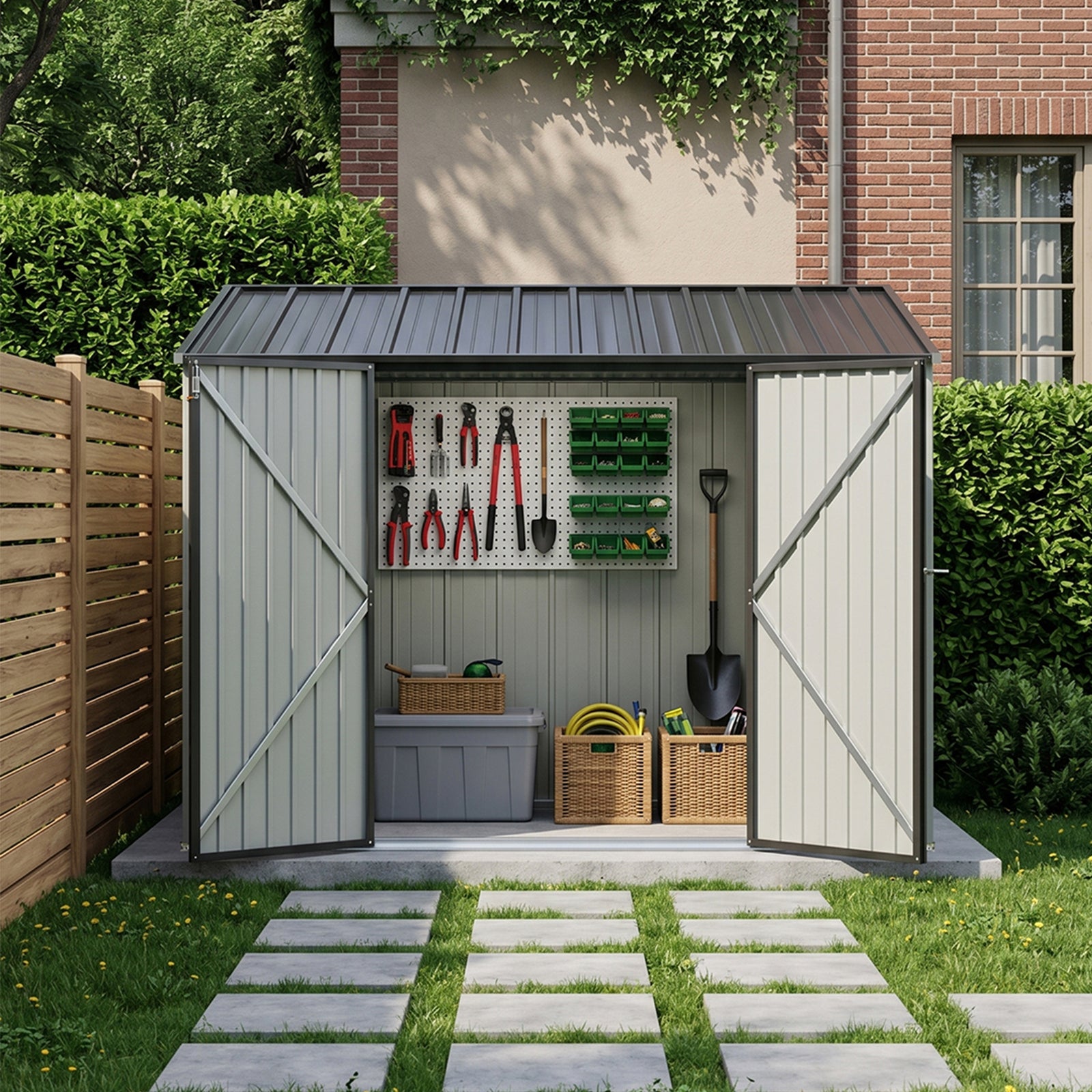 Breeins 10x5 FT Pent Roof Metal Garden Tool Storage Shed