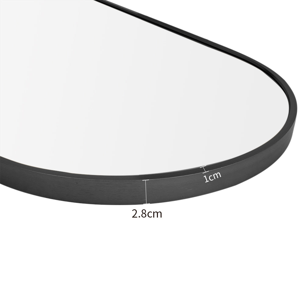 40x120cm Modern Oval Metal Full Length Wall Mirror | Black